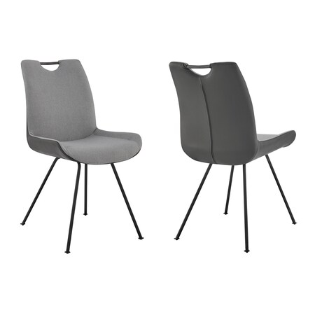 Armen Living Coronado Contemporary Dining Chair in Gray Powder Coated Finish and Pewter Fabric, PK2 LCCDSIPW
